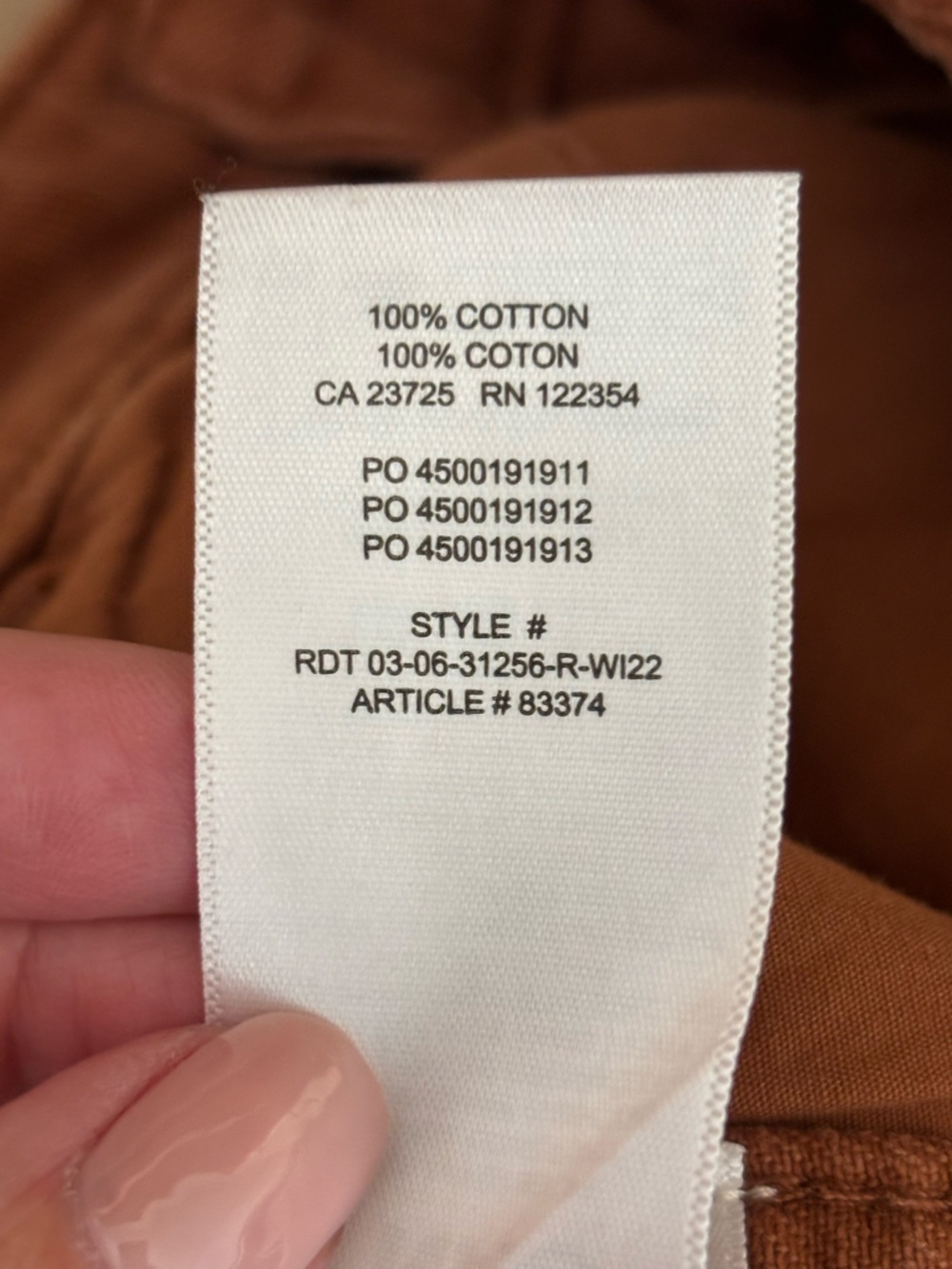 Aritzia TNA Troop Cargo Pant in Garment Dyed Warm Umber 00 - MidRise 100% Cotton - Picture 10 of 12